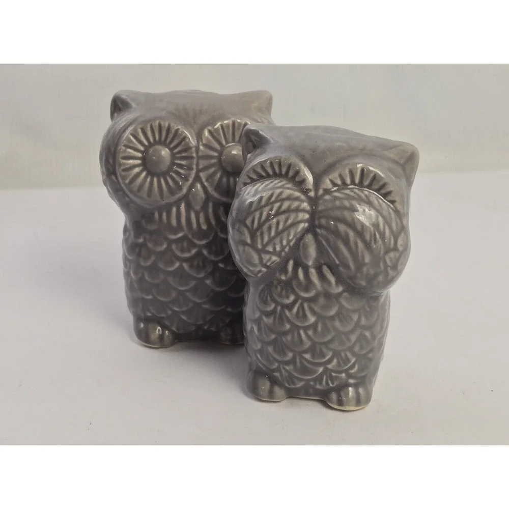 Vintage Ceramic Glazed Owls Figurines 